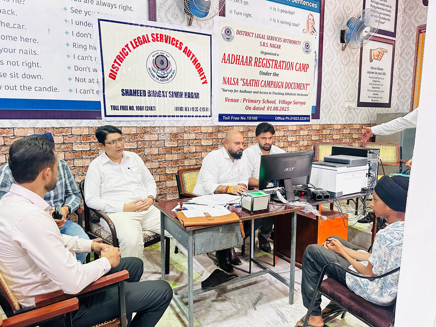 District Legal Services Authority Shaheed Bhagat Singh Nagar organized an Aadhaar registration camp at village Saroya for making Aadhaar cards of destitute children.